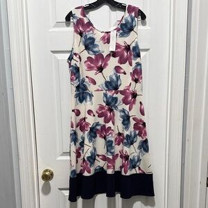 Gilli Floral Midi Dress - Cream, Pink, and Blue